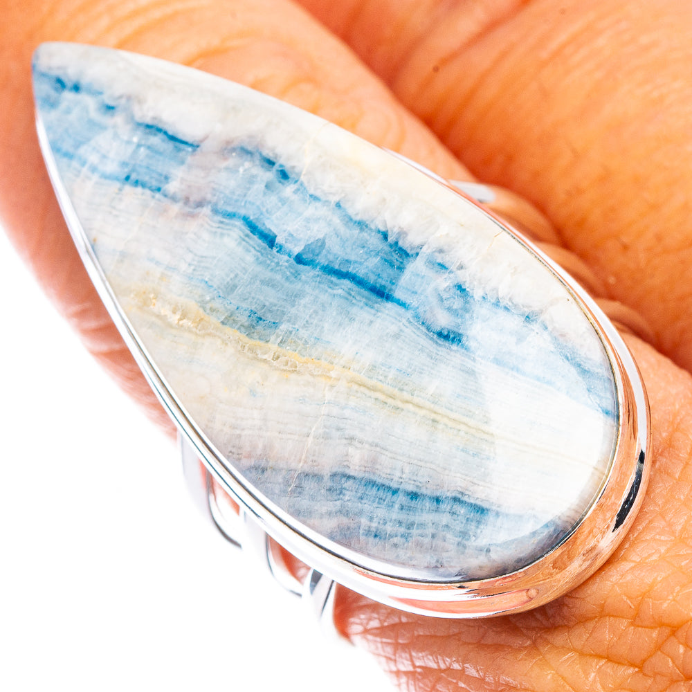 Huge Blue Scheelite Ring Size 9 (925 Sterling Silver) R7074