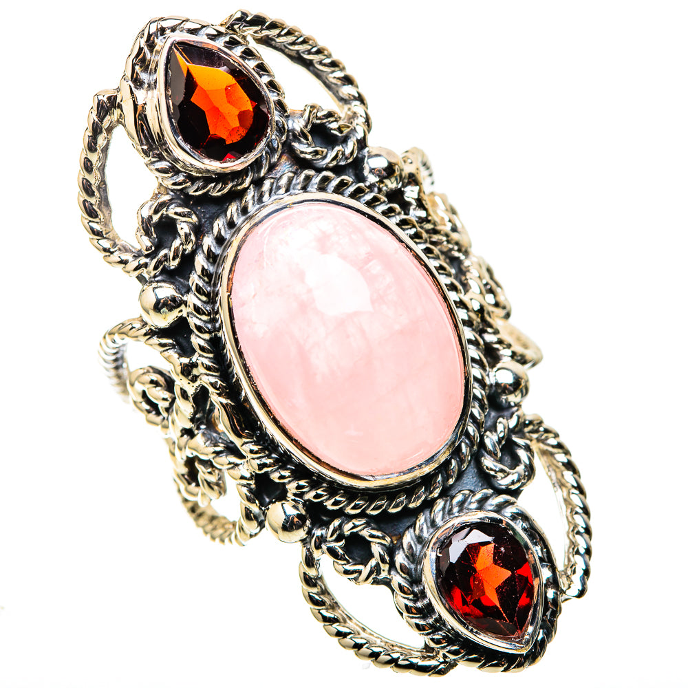 Signature Huge Morganite, Garnet Ring Size 8 (925 Sterling Silver) RING138164