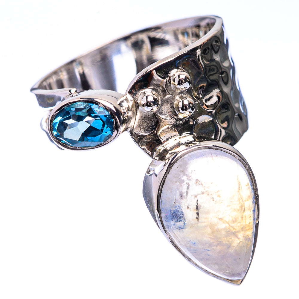 Premium Rainbow Moonstone, Blue Quartz Ring Size 5.75 (925 Sterling Silver) R141846