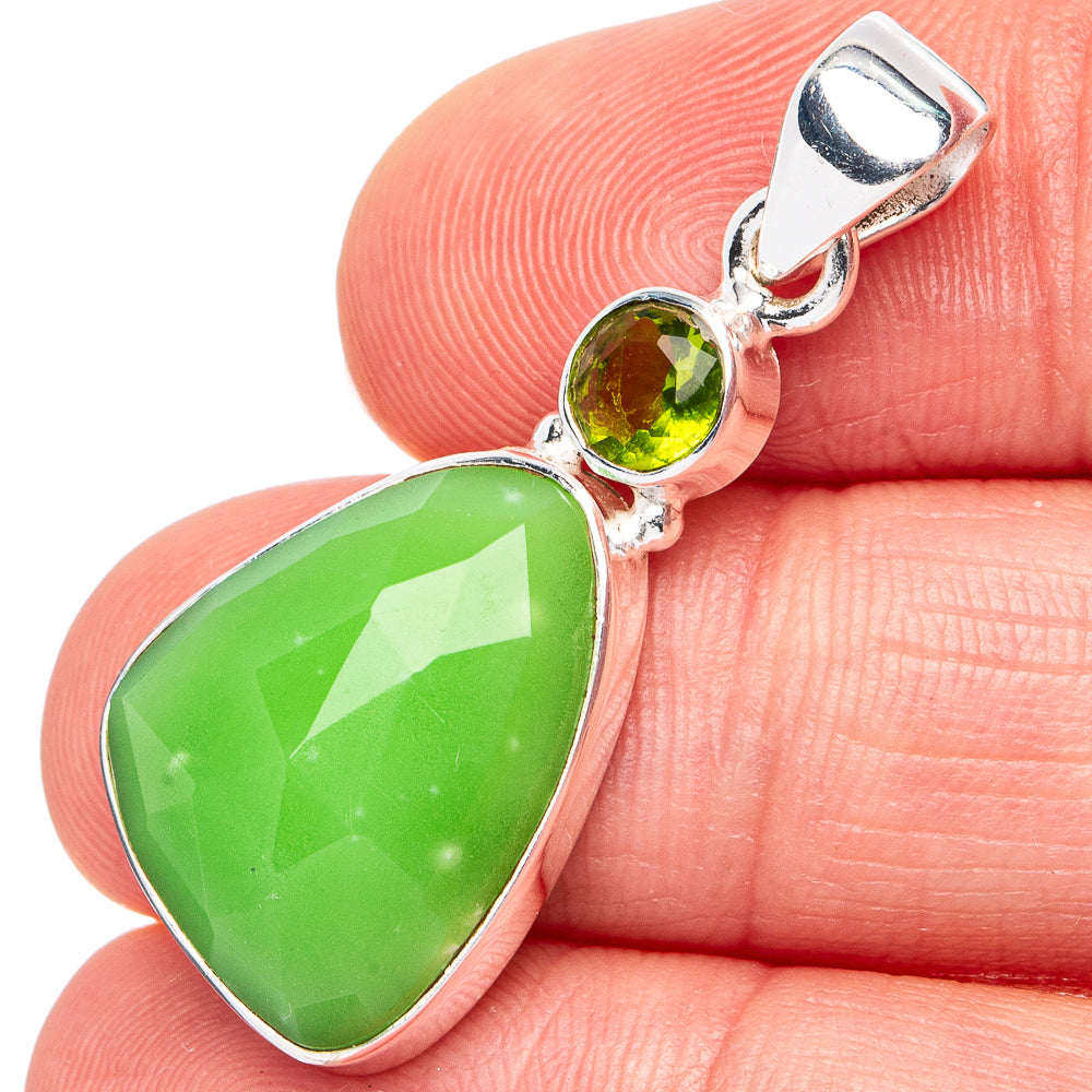 Green Chalcedony, Peridot Pendant 1 3/8" (925 Sterling Silver) P45552