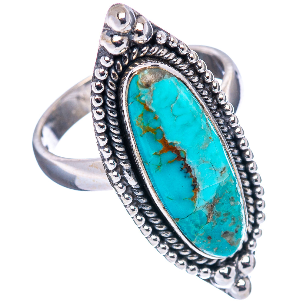 Blue Copper Turquoise Ring Size 7.25 (.925 Sterling Silver)