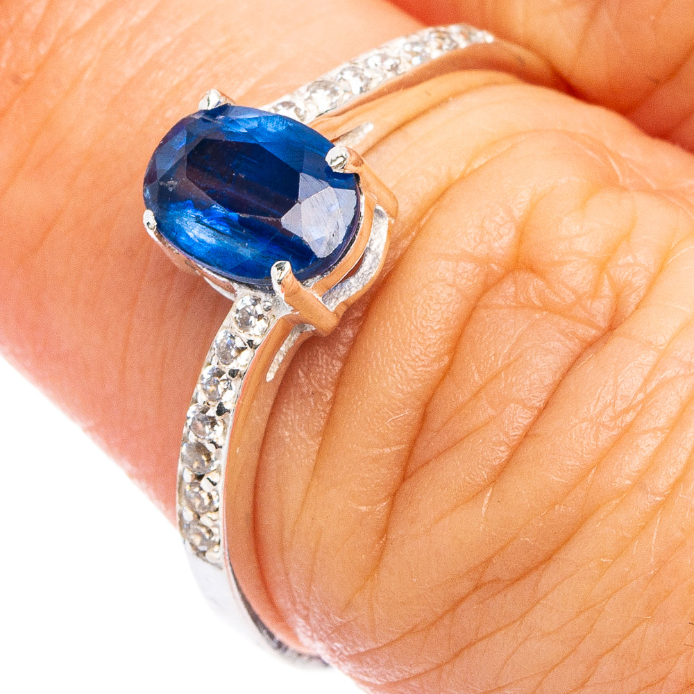 Value Faceted Kyanite, Cubic Zirconia Ring Size 7 (.925 Sterling Silver)