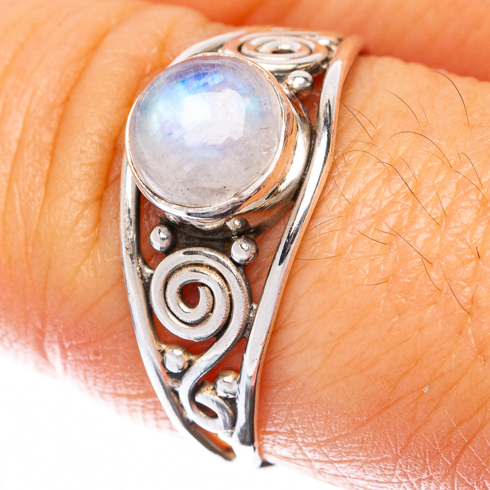 Rainbow Moonstone Dainty Ring Size 8 (925 Sterling Silver) R145021