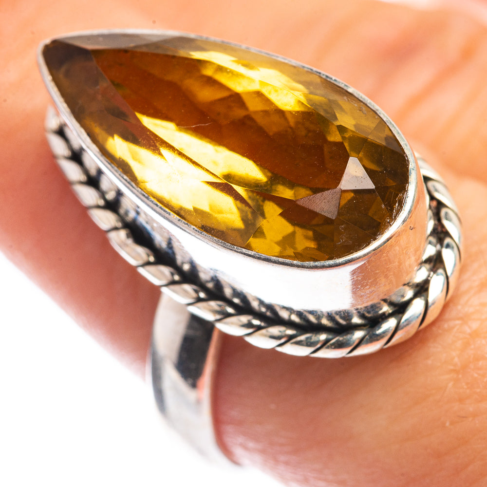Large Faceted Citrine Ring Size 7.75 (925 Sterling Silver) RING143348