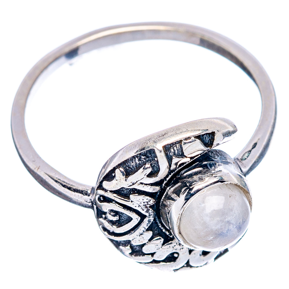 Rainbow Moonstone Moon Dainty Ring Size 6 (.925 Sterling Silver)