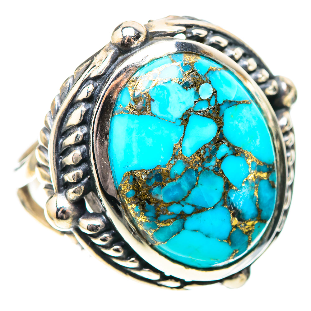 Blue Copper Composite Turquoise Ring Size 7.25 (925 Sterling Silver) RING138951