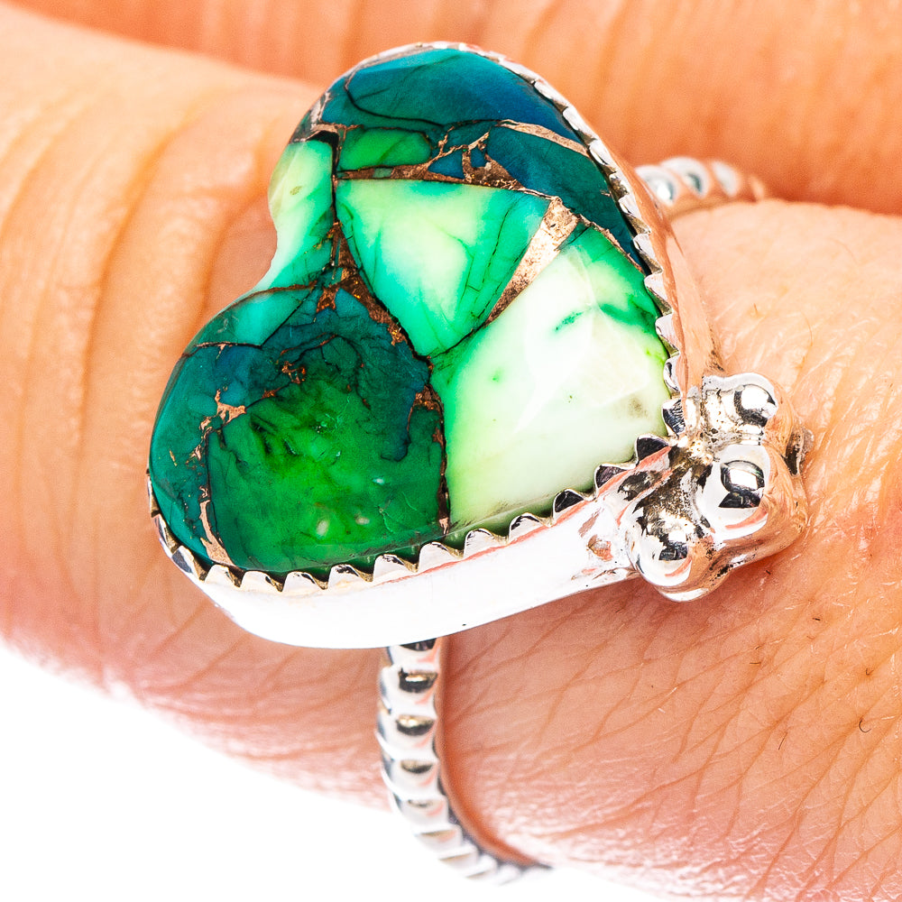 Green Dahlia Mohave Turquoise Heart Ring Size 8 (.925 Sterling Silver)