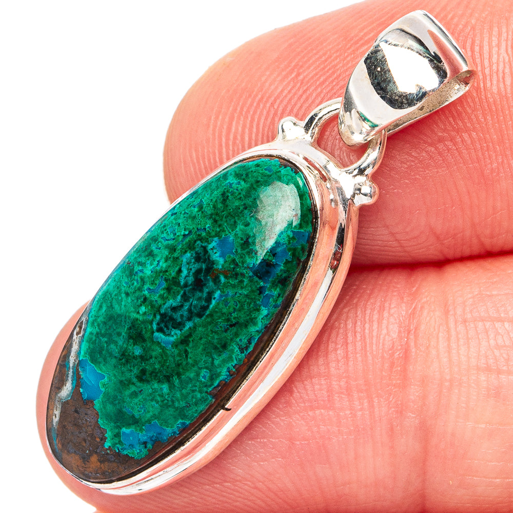 Chrysocolla Pendant 1 3/8" (.925 Sterling Silver)