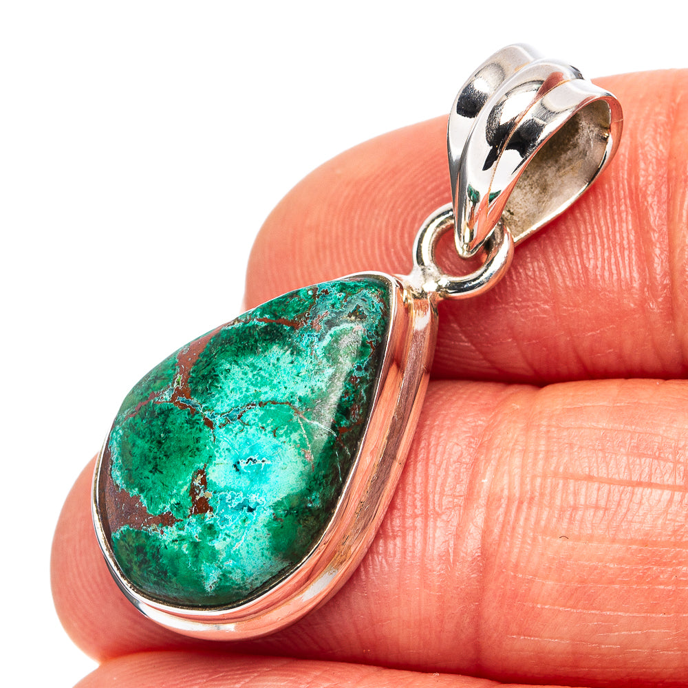 Chrysocolla Pendant 1 3/8" (.925 Sterling Silver)