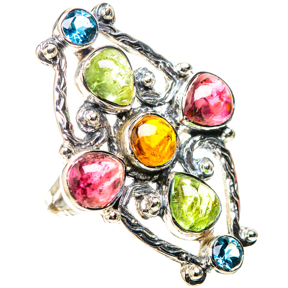Signature Natural Tourmaline, Blue Topaz Ring Size 6.25 (925 Sterling Silver) RING138276