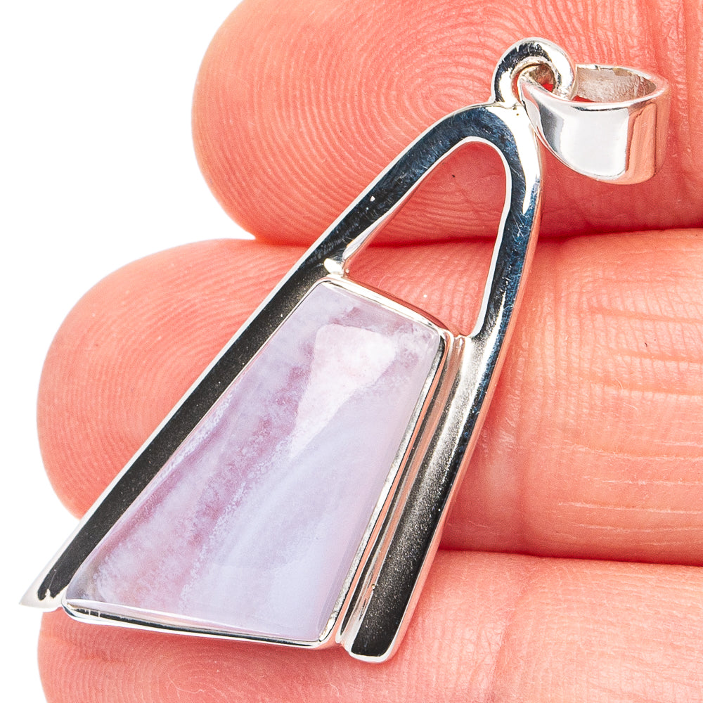 Premium Blue Lace Agate Pendant 1 5/8" (925 Sterling Silver) P45050
