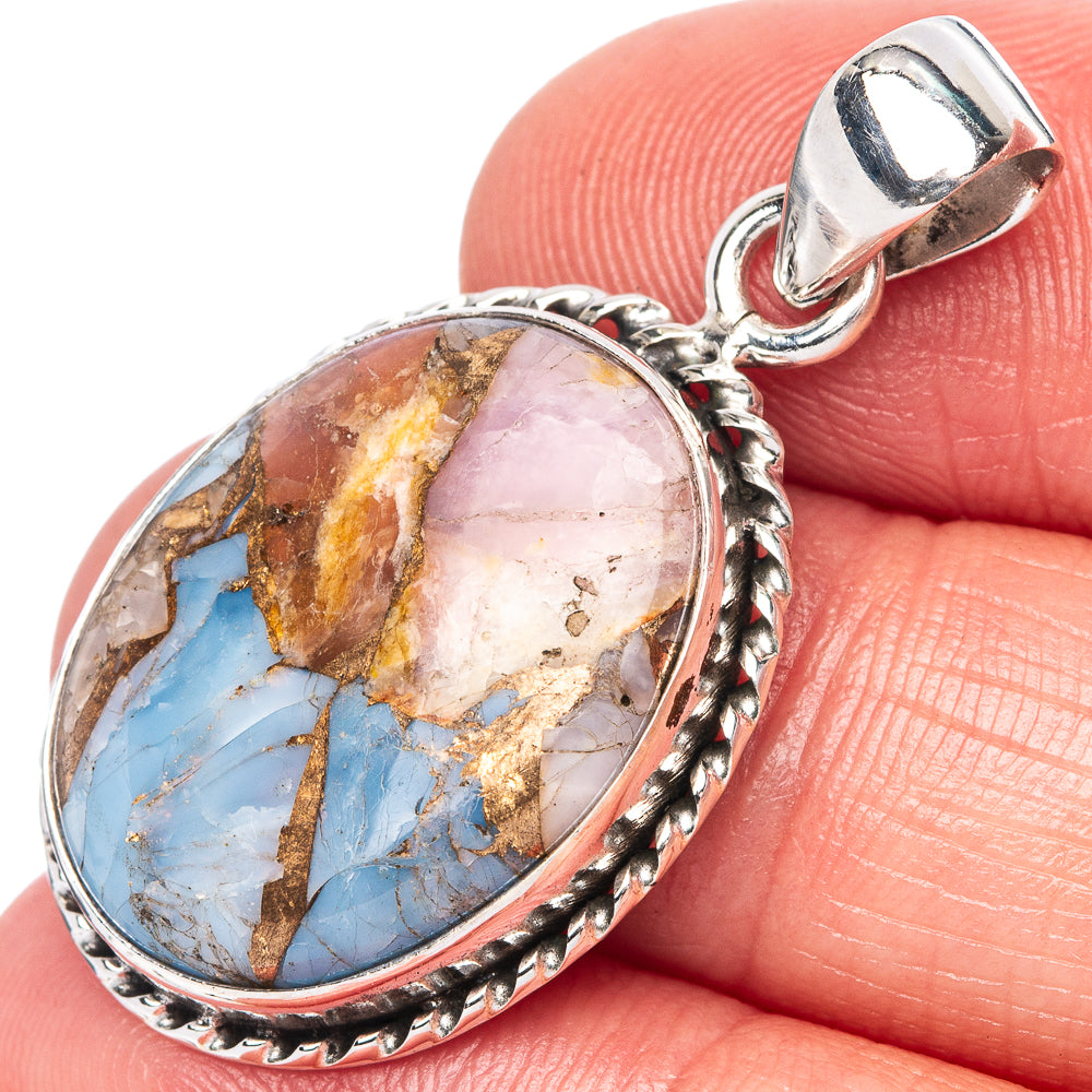 Pink Opal In Kyanite Pendant 1 3/8" (925 Sterling Silver) P42436