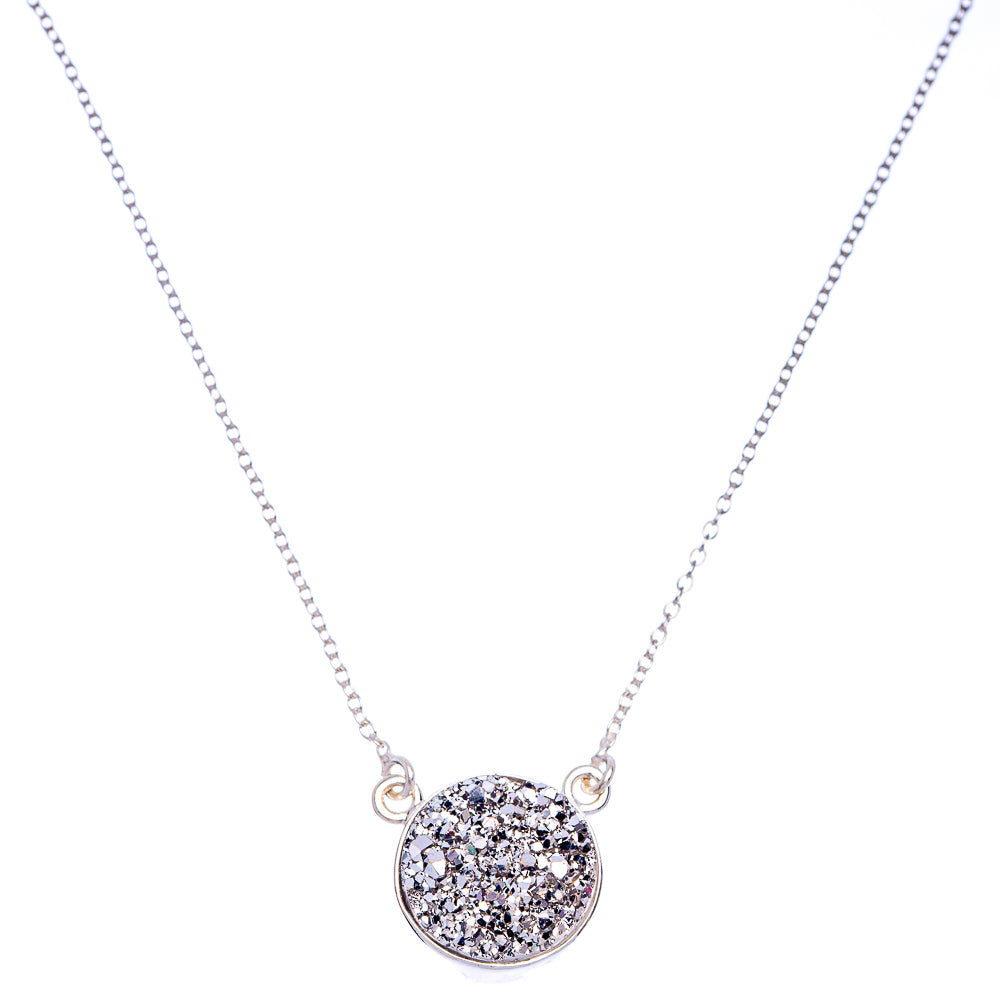 Metallic Druzy Necklace 18 1/2" (925 Sterling Silver) N90079