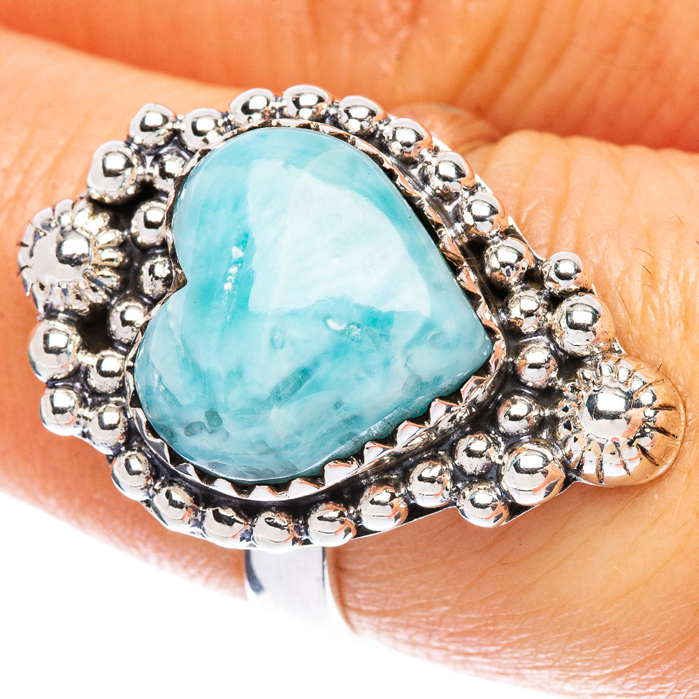 Larimar Heart Ring Size 7 (925 Sterling Silver) R2538