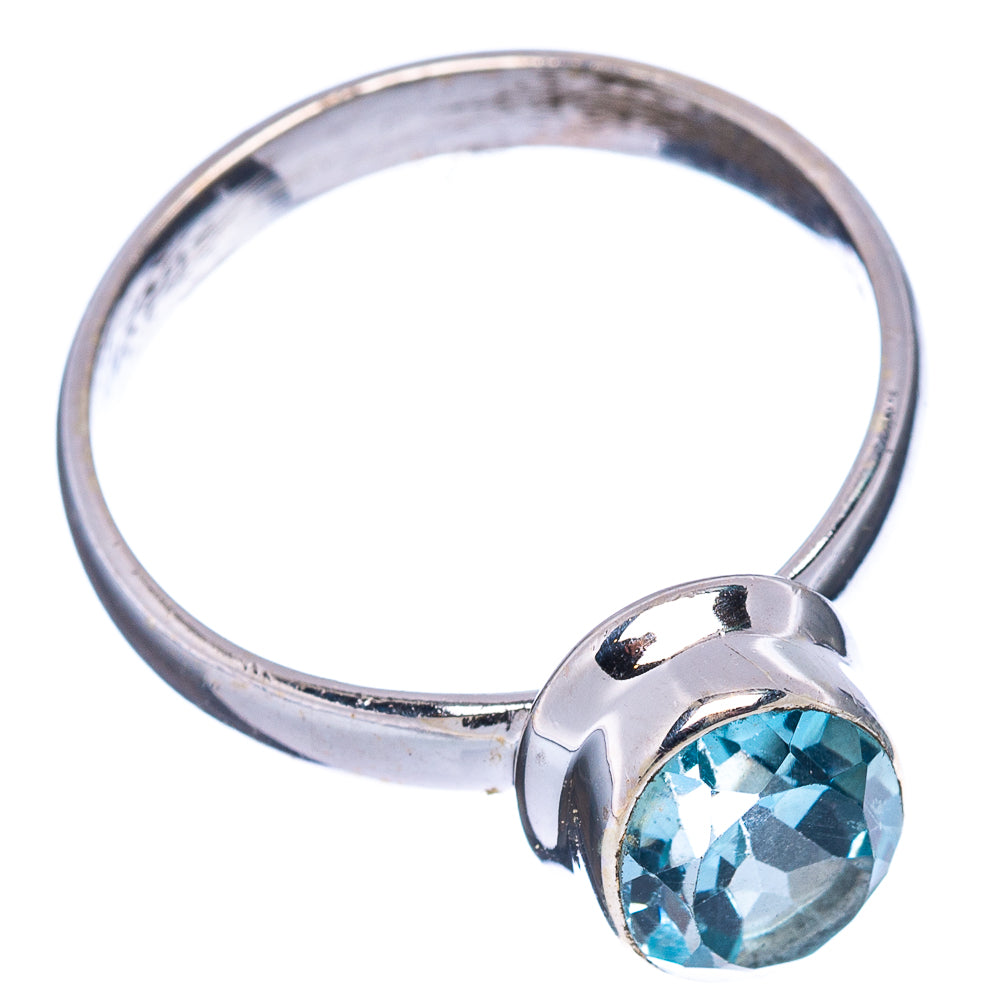 Faceted Blue Topaz Ring Size 8 (.925 Sterling Silver)