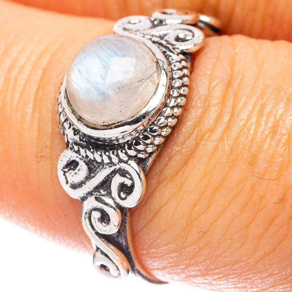 Rainbow Moonstone Dainty Ring Size 7.5 (925 Sterling Silver) R5882