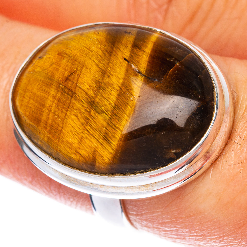 Tiger Eye Ring Size 7.25 (925 Sterling Silver) R1392