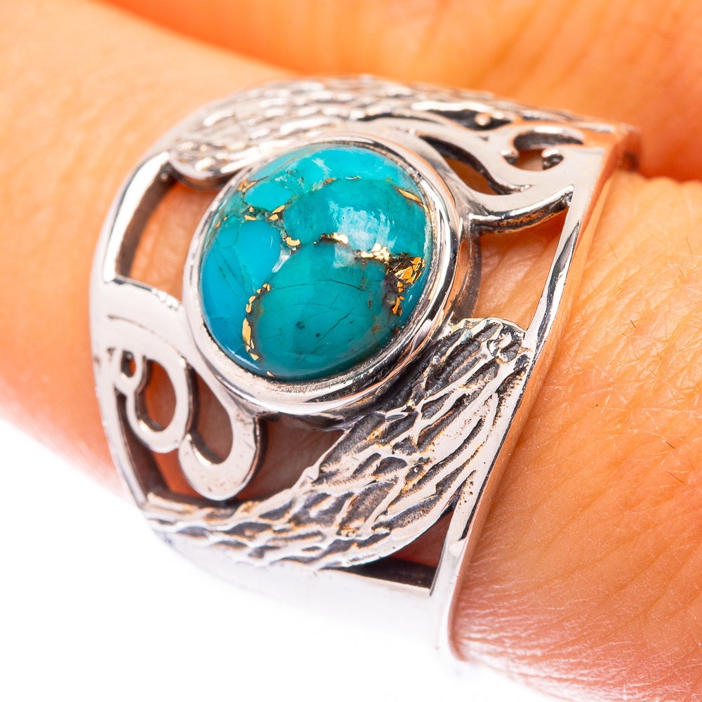 Blue Copper Composite Turquoise Ring Size 7.75 (925 Sterling Silver) R141507