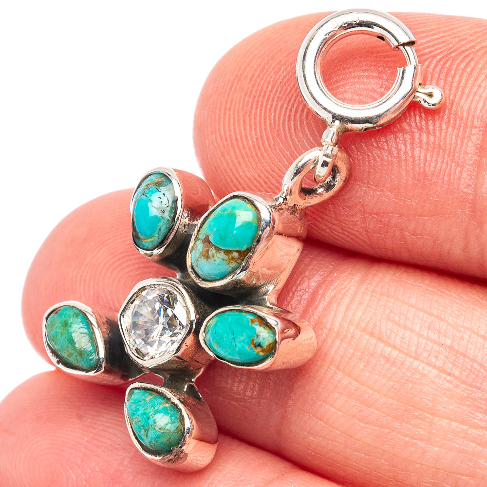 Mohave Turquoise Turtle Pendant 1 1/4" (.925 Sterling Silver)