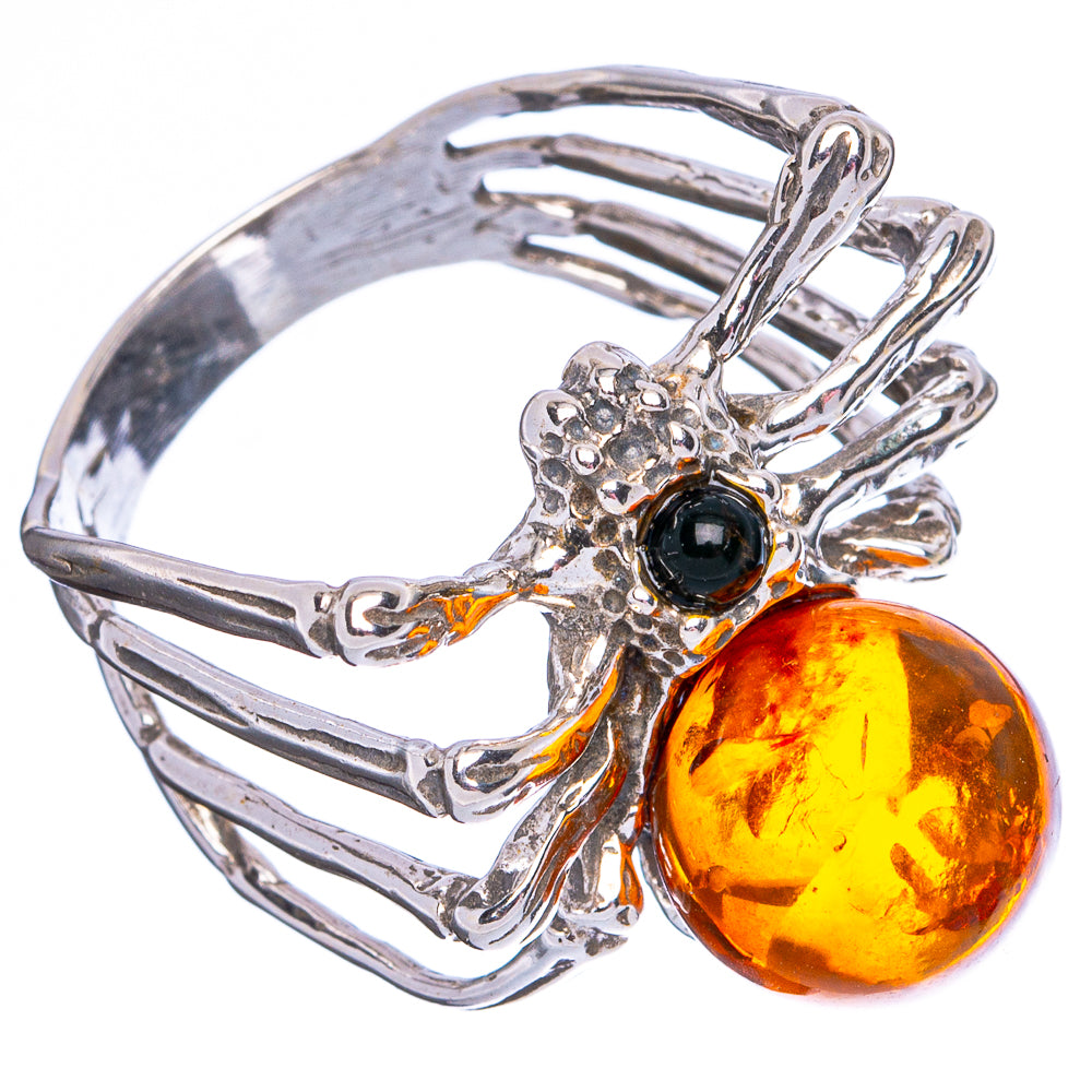 Baltic Amber Spider Ring Size 8.5 (.925 Sterling Silver)