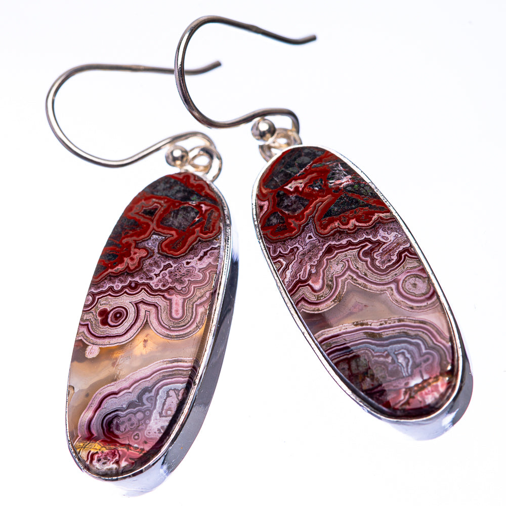 Crazy Lace Agate 925 Sterling Silver Earrings 1 5/8" (925 Sterling Silver) EARR432216