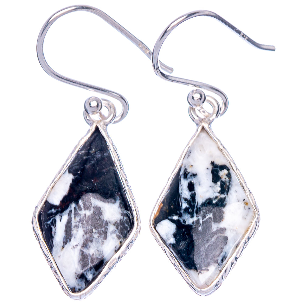 Zebra Jasper Earrings 1 3/8" (925 Sterling Silver) E1893