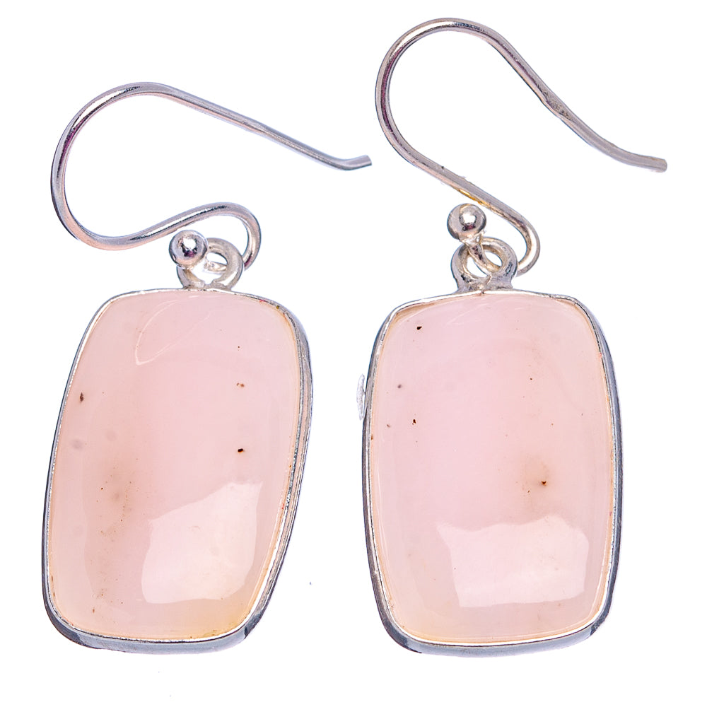 Pink Opal Earrings 1 3/8" (.925 Sterling Silver)
