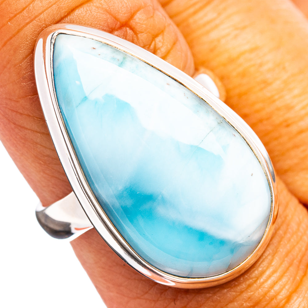 Premium Larimar Ring Size 7.75 (.925 Sterling Silver)