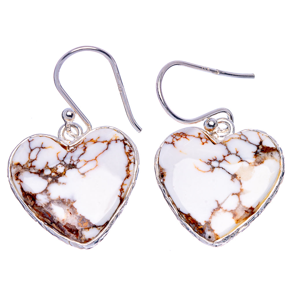 Wild Horse Jasper Heart Earrings 1 1/4" (925 Sterling Silver) E1850
