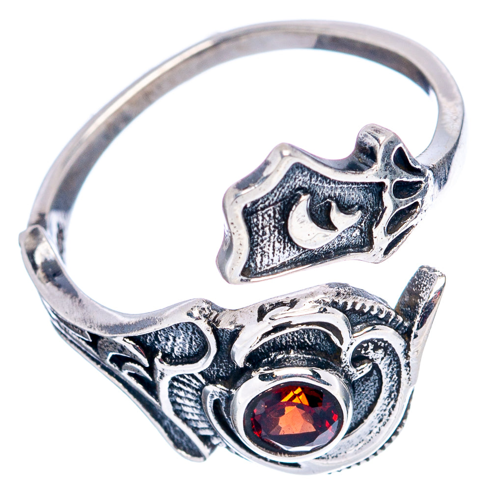 Garnet Dainty Ring Size 7 Adjustable (.925 Sterling Silver)