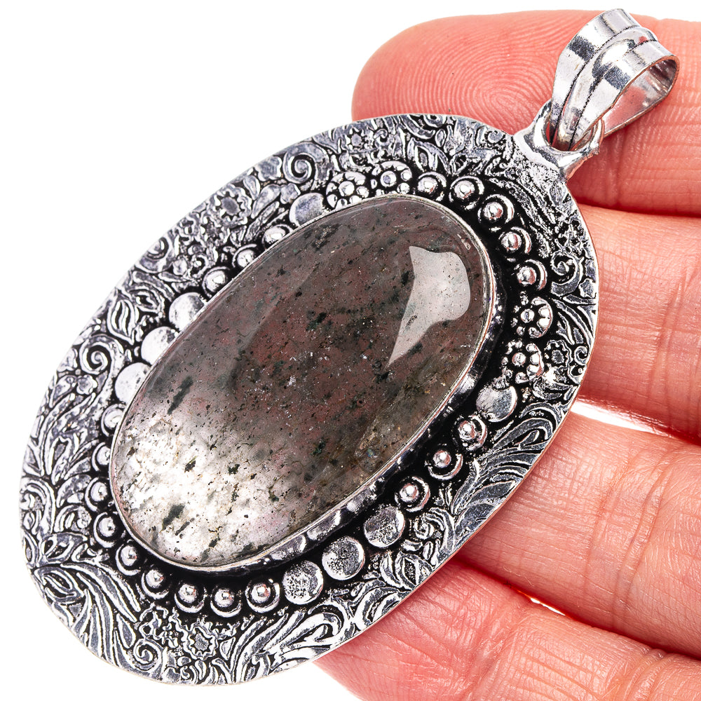 Moss Agate Pendant 2 5/8" (German Silver)