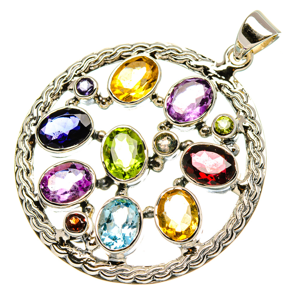 Signature Garnet, Amethyst, Citrine, Peridot, Blue Topaz, Tanzanite Pendant 1 3/4" (925 Sterling Silver) PD37848