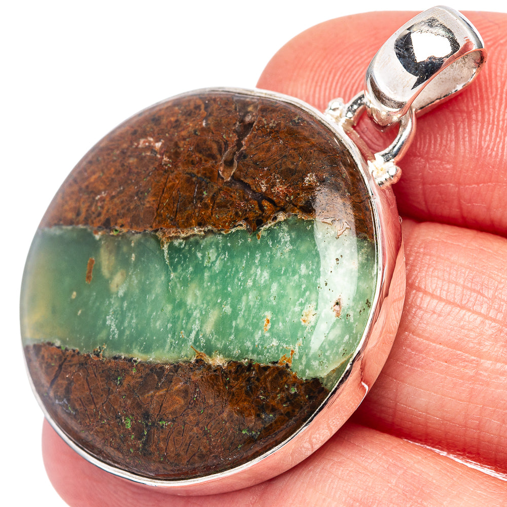 Boulder Chrysoprase Pendant 1 5/8" (.925 Sterling Silver)