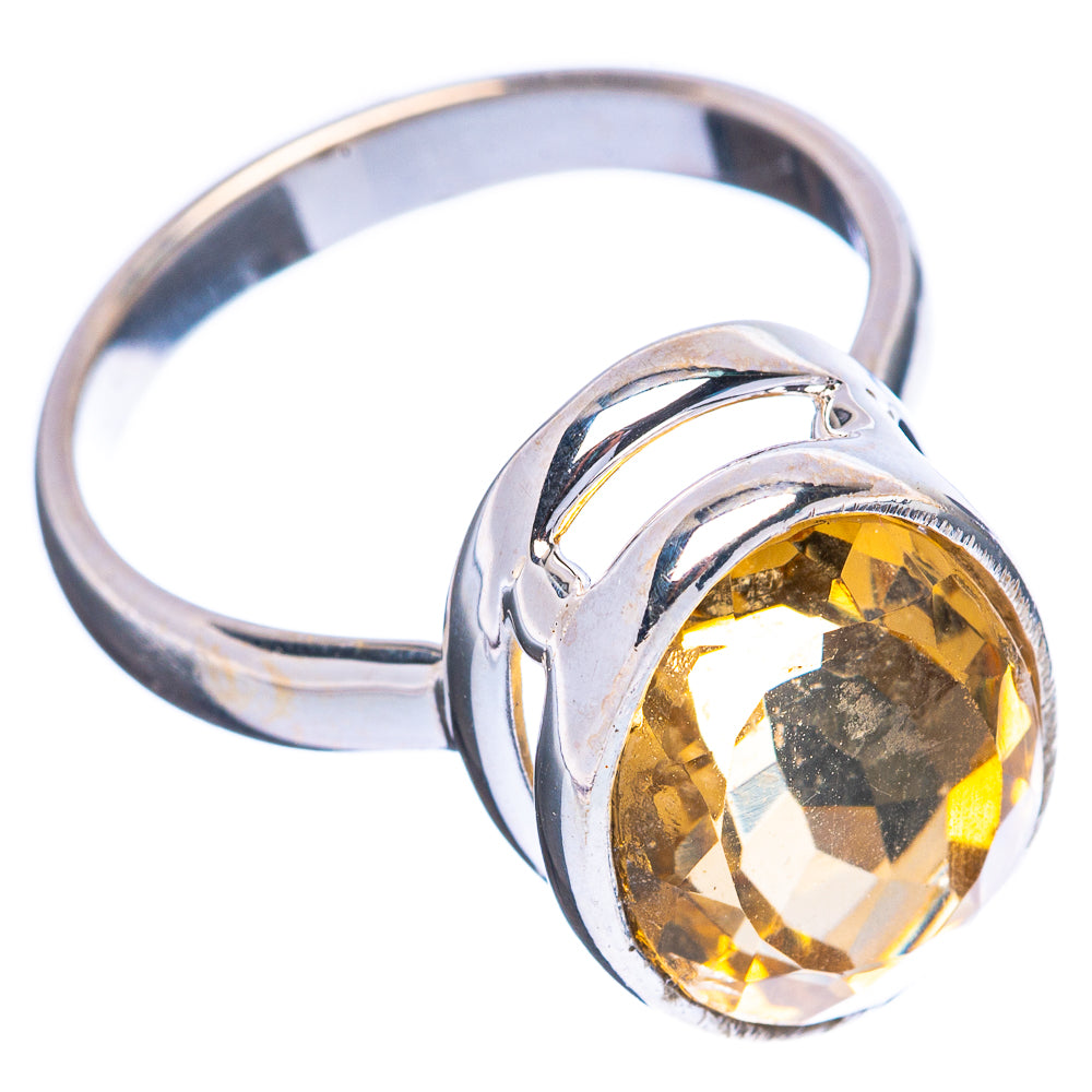 Faceted Citrine Ring Size 7 (925 Sterling Silver) R4540