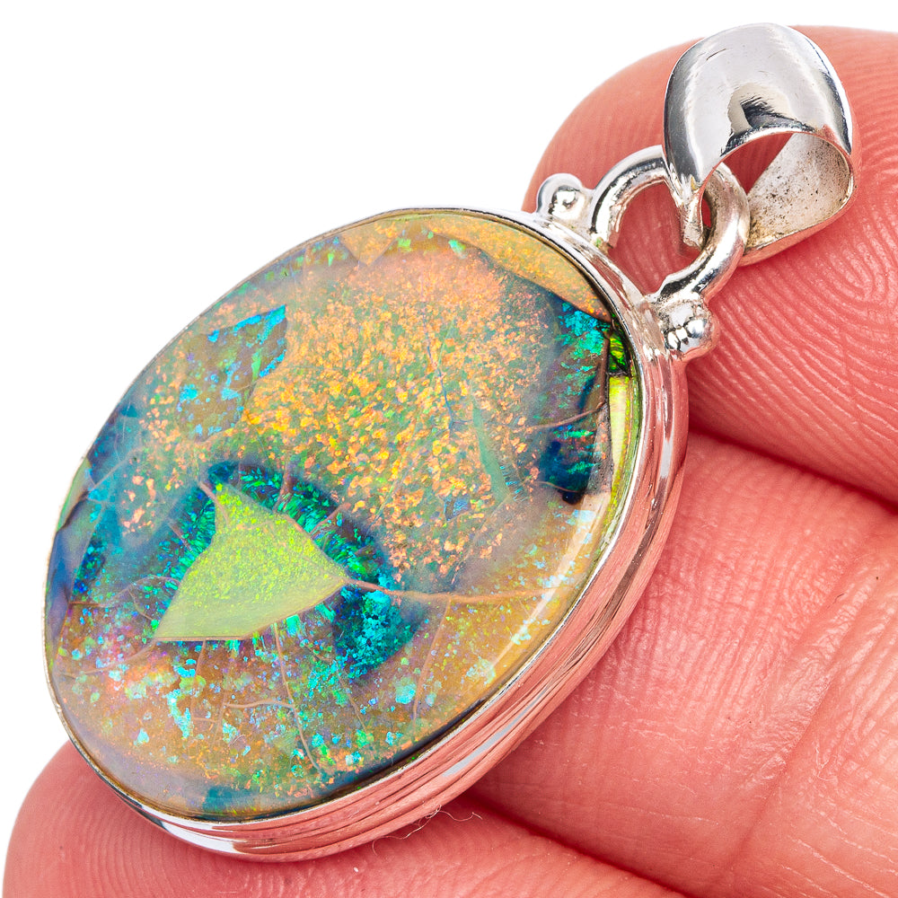 Rare Sterling Opal Pendant 1 3/8" (925 Sterling Silver) P40693