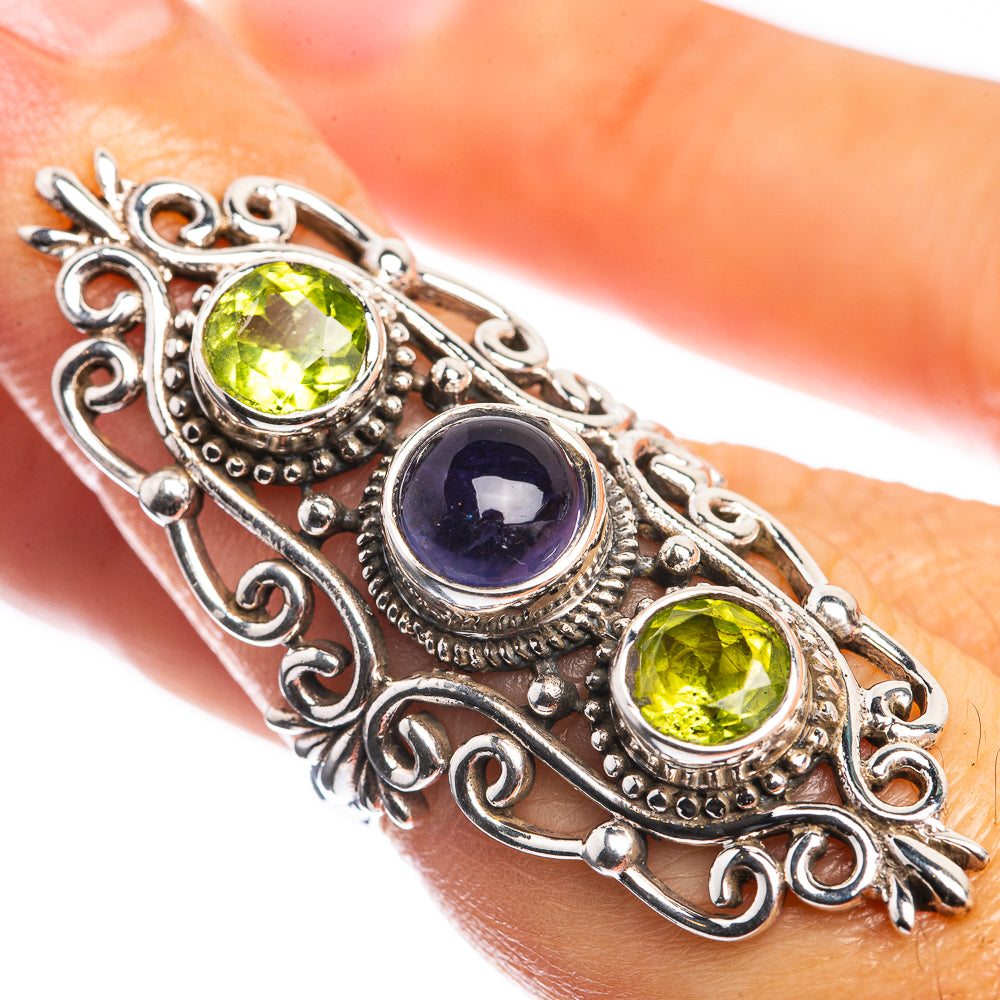 Large Tanzanite, Peridot 925 Sterling Silver Ring Size 5.75