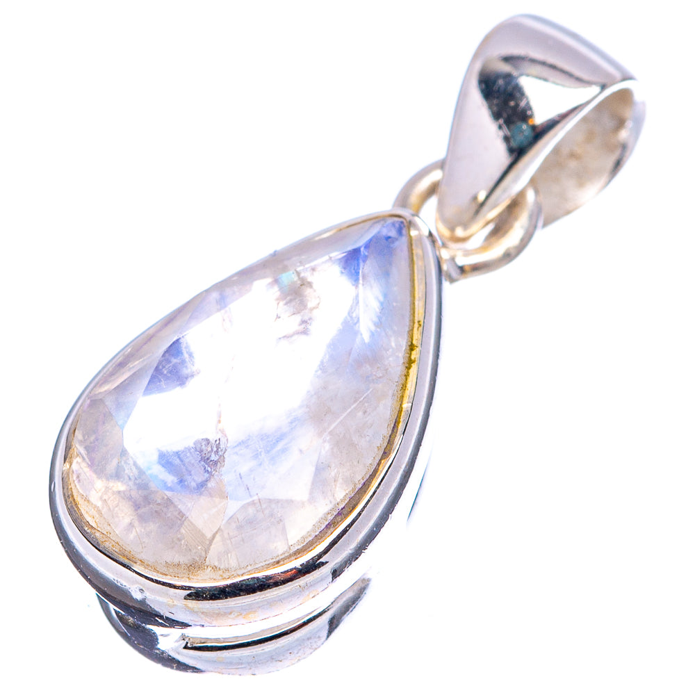 Faceted Rainbow Moonstone Pendant 7/8" (.925 Sterling Silver)