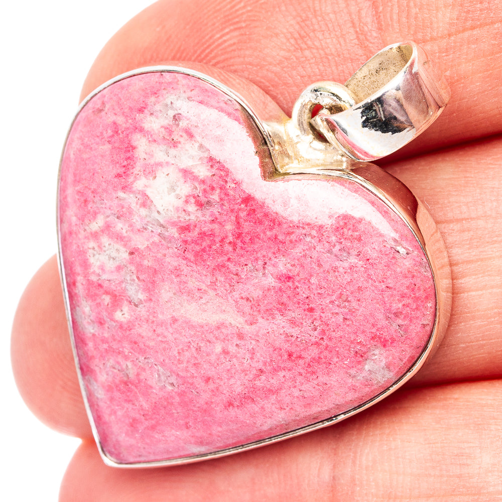 Pink Petalite Heart Pendant 1 3/8" (.925 Sterling Silver)