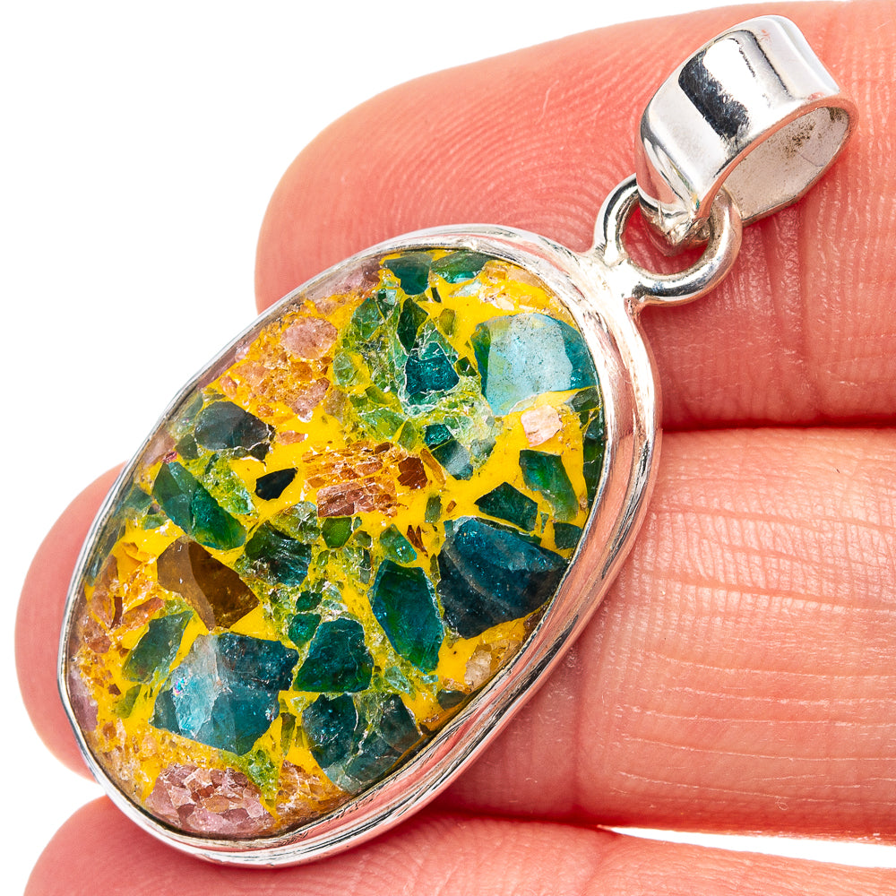 Tourmaline Matrix Pendant 1 1/2" (.925 Sterling Silver)