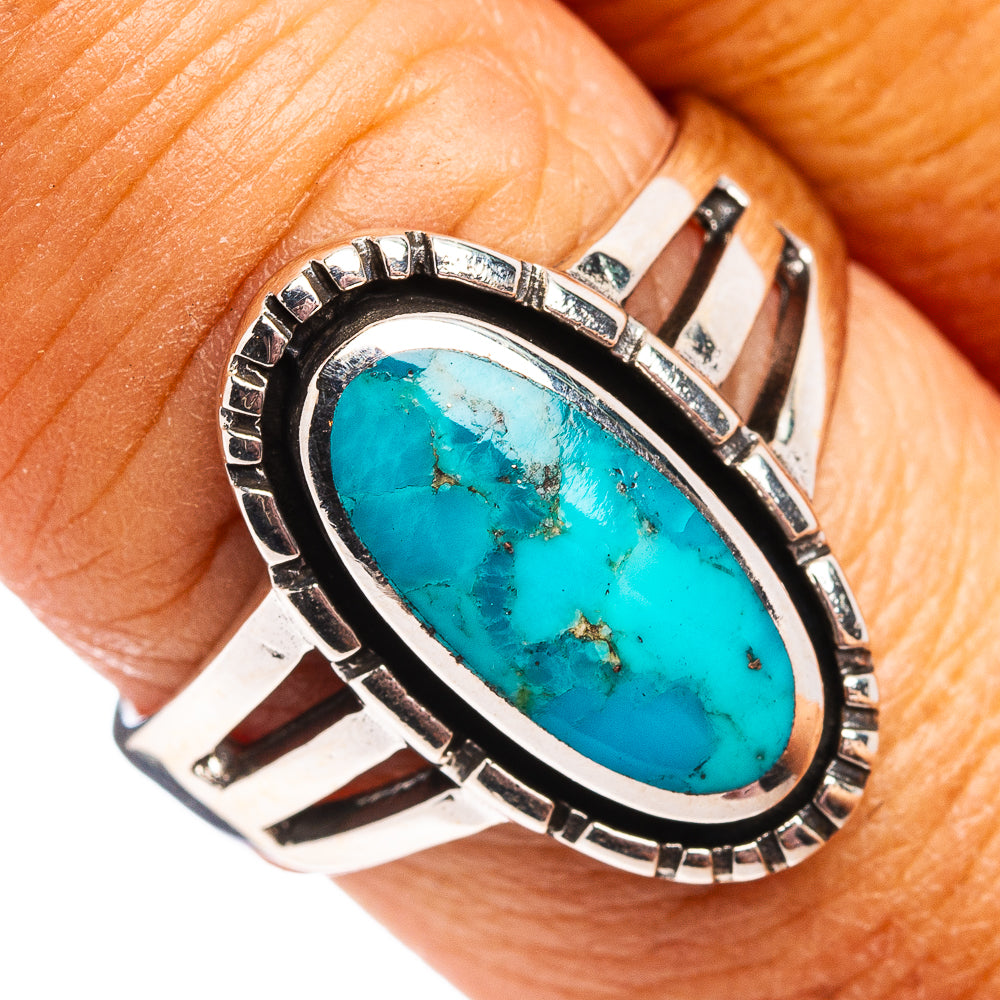 Native Style Mohave Turquoise Ring Size 8.75 (.925 Sterling Silver)