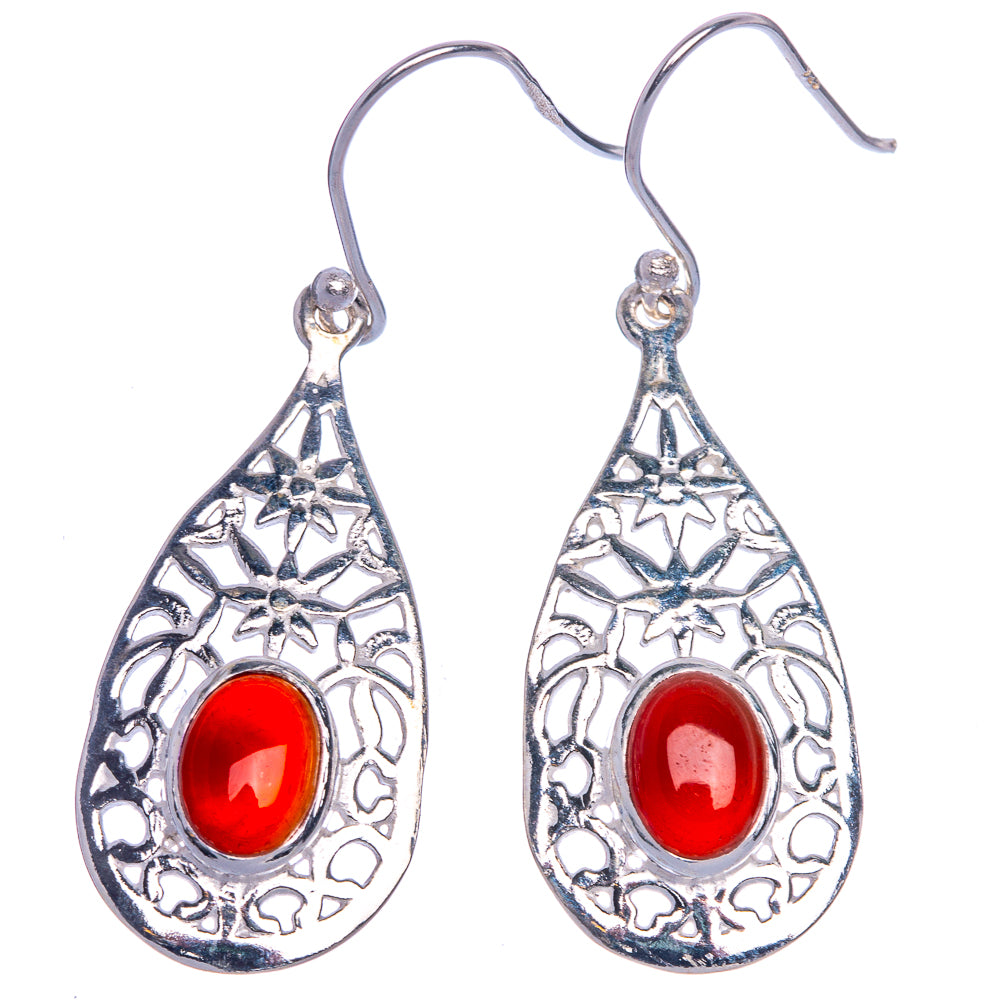 Carnelian Earrings 1 3/4" (925 Sterling Silver) E1033