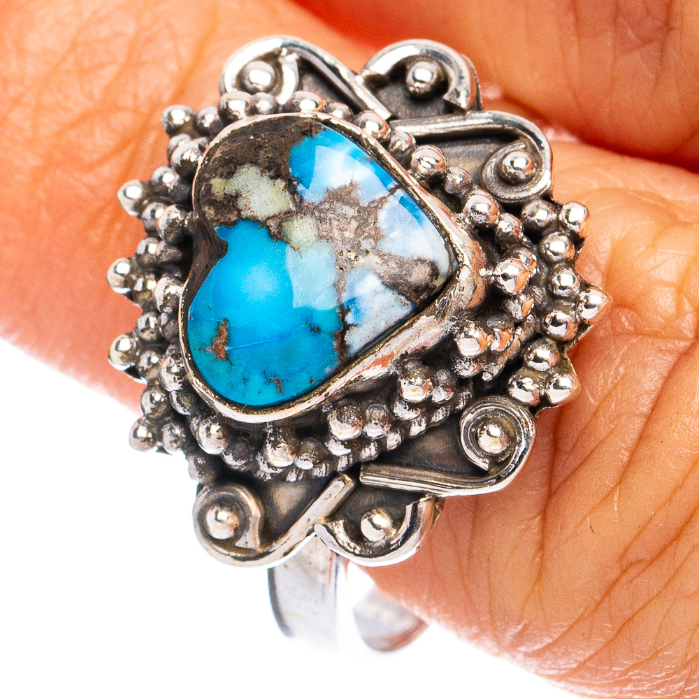 Rare Golden Hills Turquoise Heart Ring Size 8.5 (925 Sterling Silver) R8586