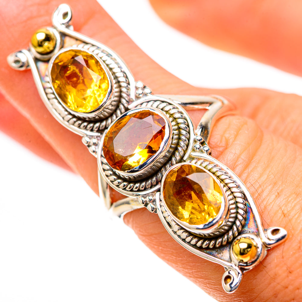 Large Faceted Citrine 925 Sterling Silver Ring Size 7 (925 Sterling Silver) RING139710