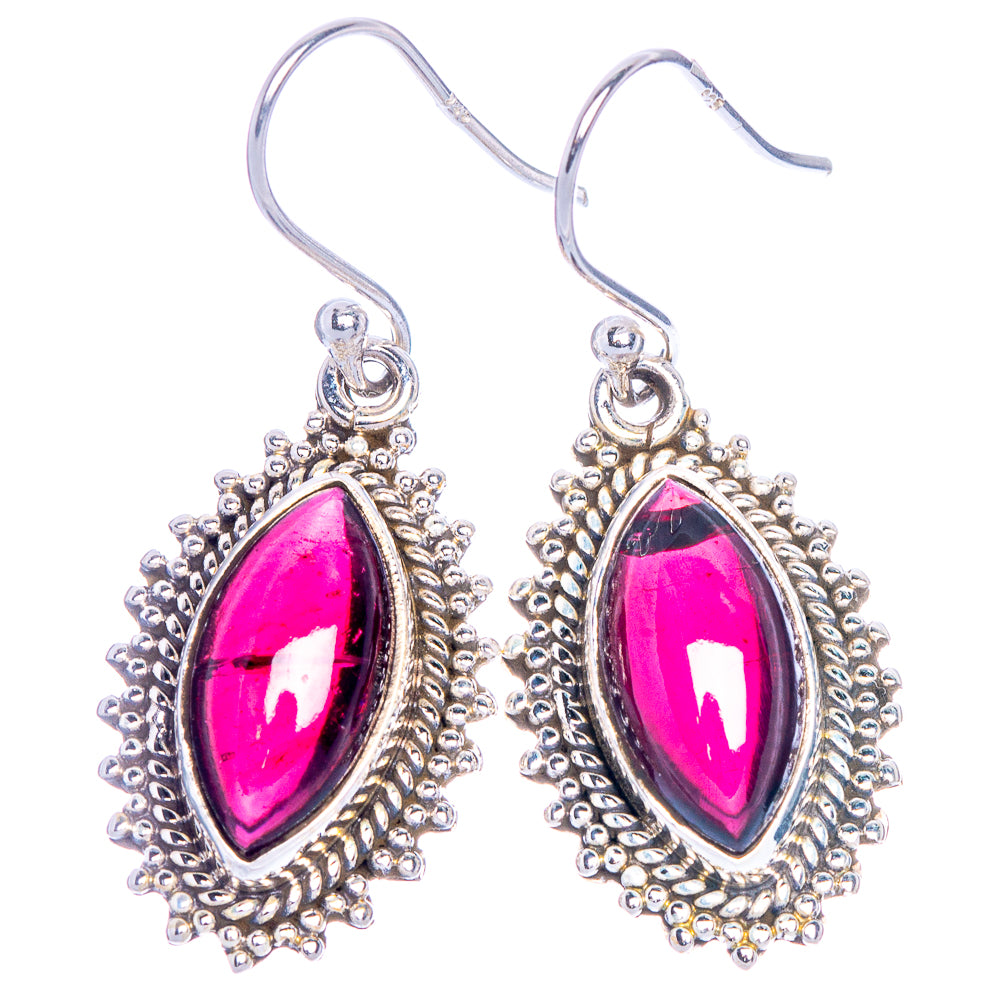 Garnet Earrings 1 1/2" (925 Sterling Silver) E1009