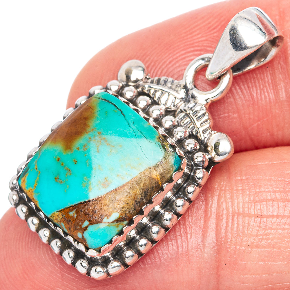 Rare Arizona Turquoise Pendant 1 1/8" (925 Sterling Silver) P42010