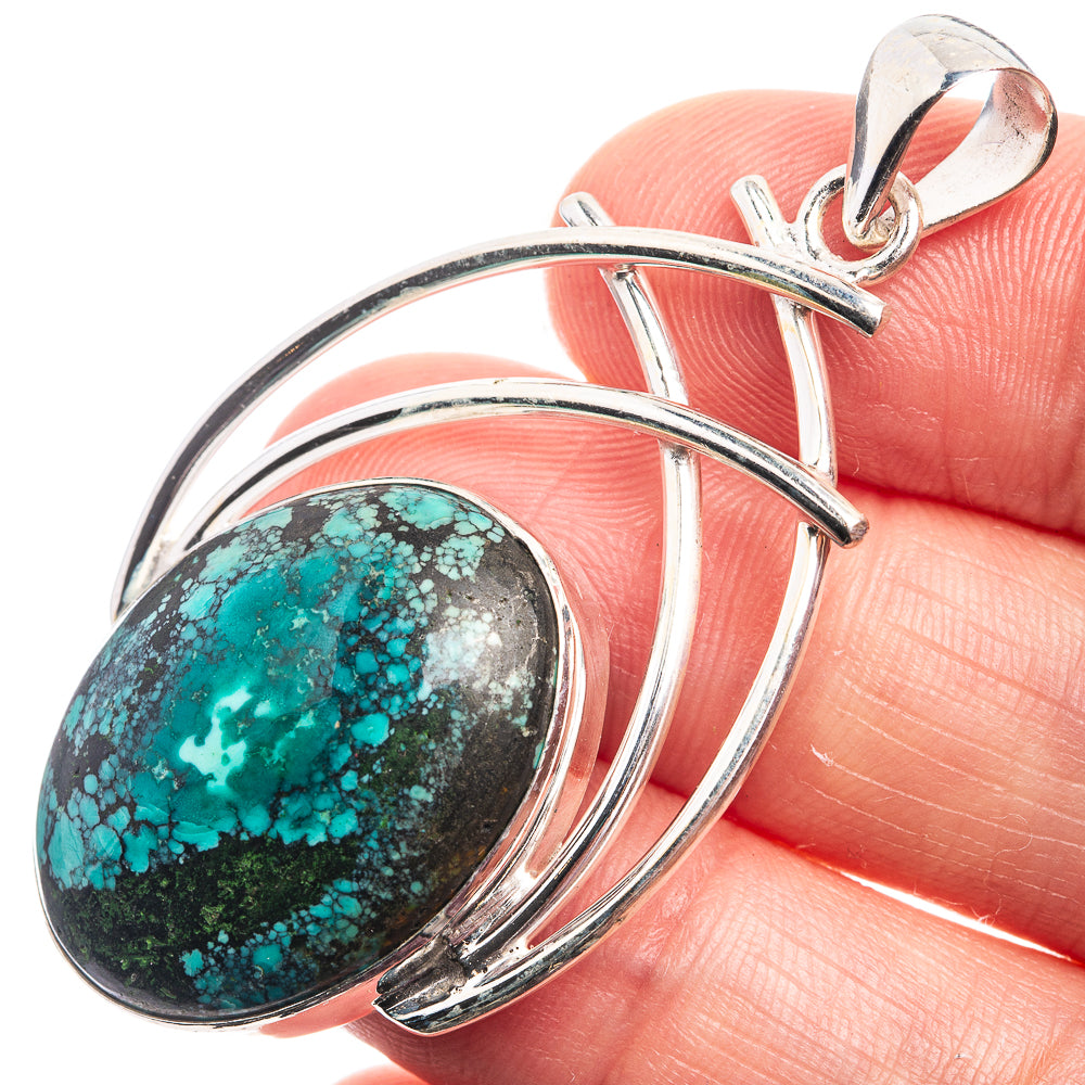 Tibetan Turquoise Pendant 2 1/8" (925 Sterling Silver) P38970