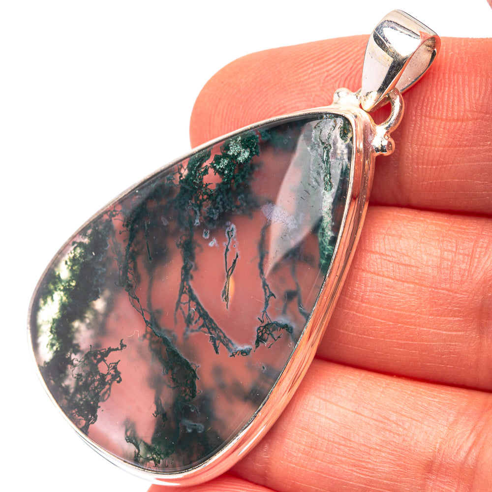 Green Moss Agate 925 Sterling Silver Pendant 2" (925 Sterling Silver) PD38603