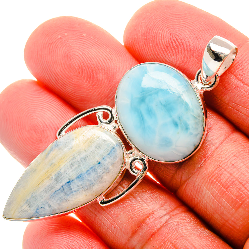 Blue Scheelite, Larimar Pendant 2 1/4" (925 Sterling Silver) PD37898
