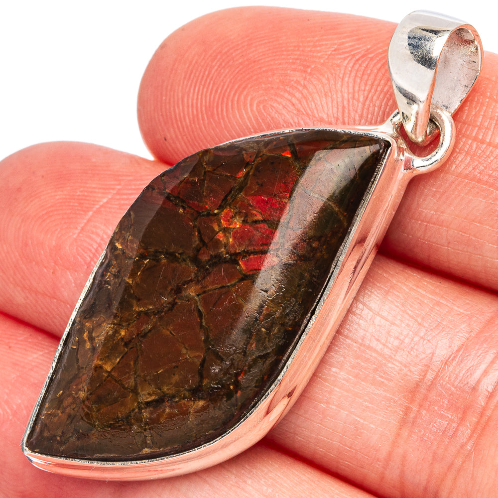 Rare Ammolite Pendant 1 3/4" (925 Sterling Silver) P43412