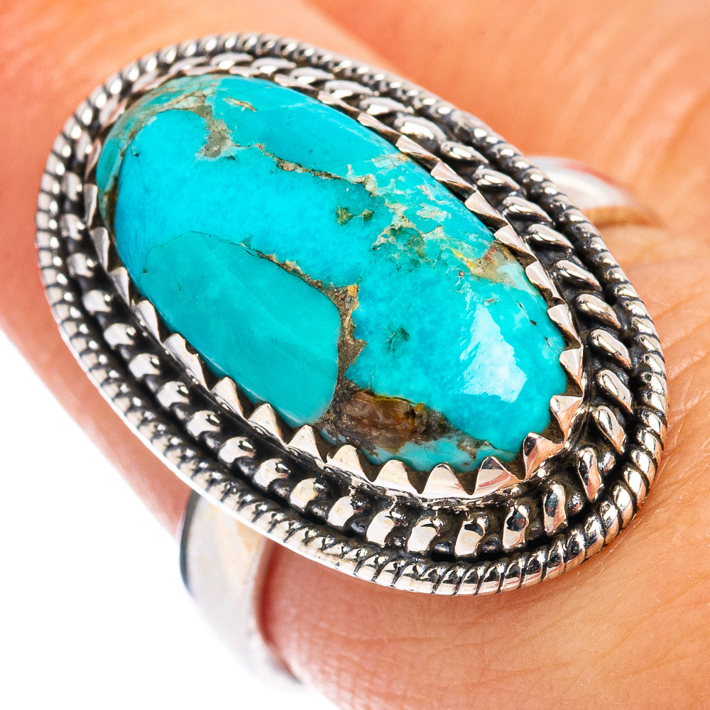 Blue Copper Turquoise Ring Size 7 (.925 Sterling Silver)